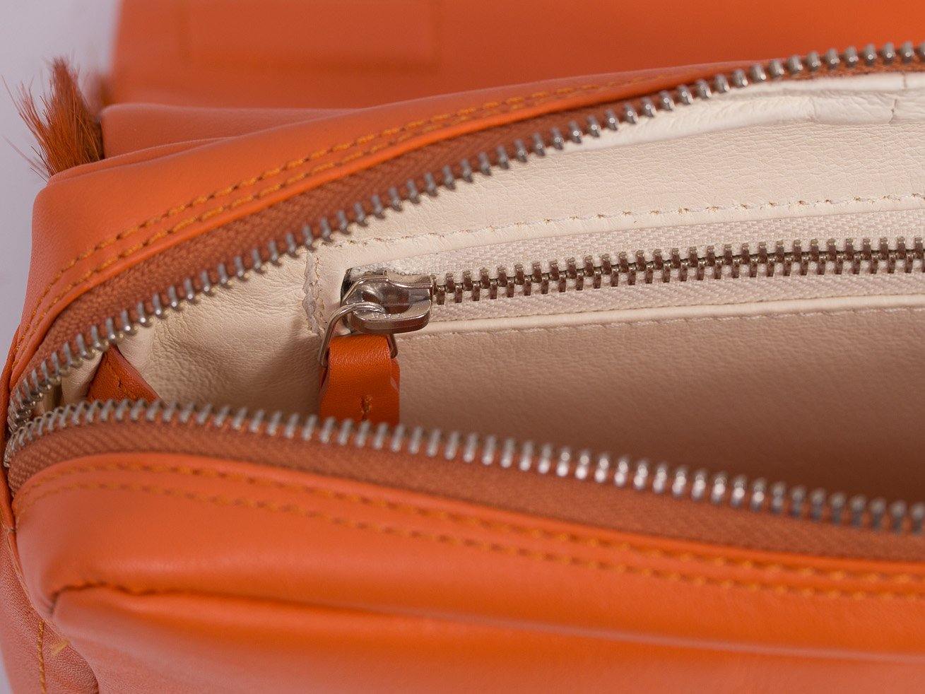sherene melinda springbok hair-on-hide orange leather shoulder bag Stripe inside