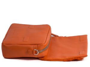 sherene melinda springbok hair-on-hide orange leather shoulder bag open