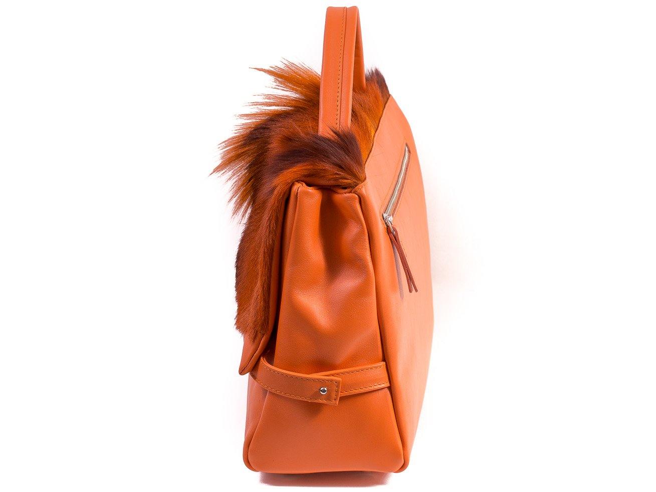 sherene melinda springbok hair-on-hide orange leather smith tote bag Fan side