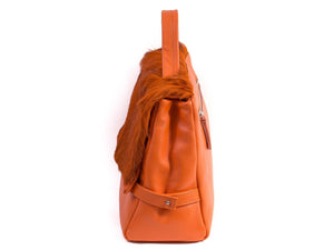sherene melinda springbok hair-on-hide orange leather smith tote bag Stripe side