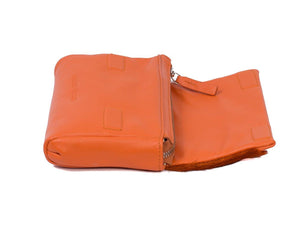 sherene melinda springbok hair-on-hide orange leather Sophy SS18 Clutch Bag open