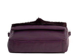 sherene melinda springbok hair-on-hide plum leather shoulder bag Fan bottom
