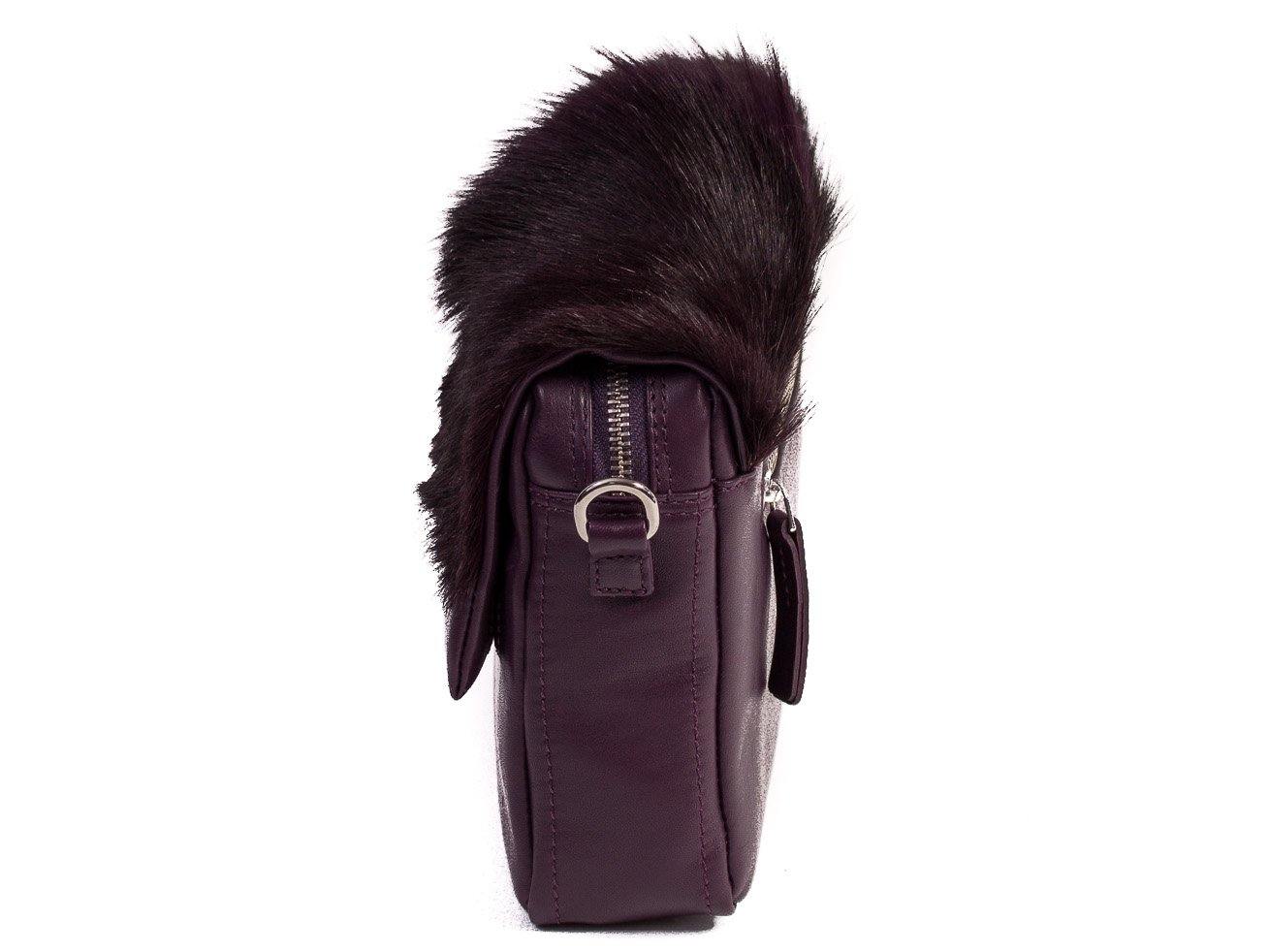 sherene melinda springbok hair-on-hide plum leather shoulder bag Fan side