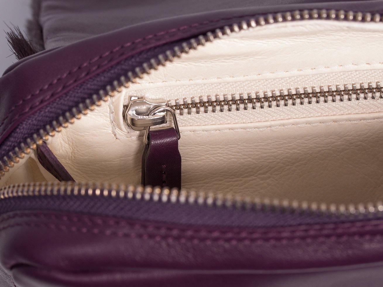 sherene melinda springbok hair-on-hide plum leather shoulder bag inside