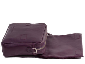 sherene melinda springbok hair-on-hide plum leather shoulder bag open