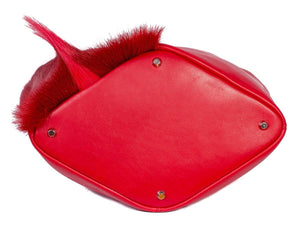 Hobo Springbok Handbag in Red with a Fan by Sherene Melinda Stripe Bottom