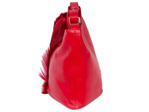Hobo Springbok Handbag in Red with a Fan by Sherene Melinda Fan Side