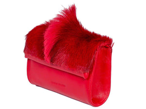 Mini Springbok Handbag in Red with a Fan by Sherene Melinda Side Angle