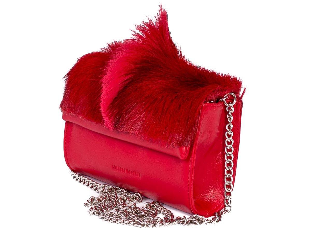 Mini Springbok Handbag in Red with a Fan by Sherene Melinda Side Angle Strap