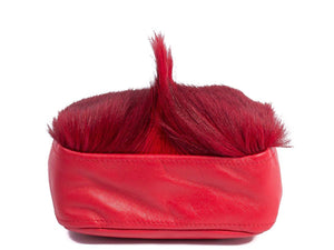 sherene melinda springbok hair-on-hide red leather pouch bag Fan bottom