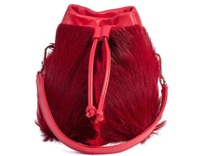 sherene melinda springbok hair-on-hide red leather pouch bag Fan front
