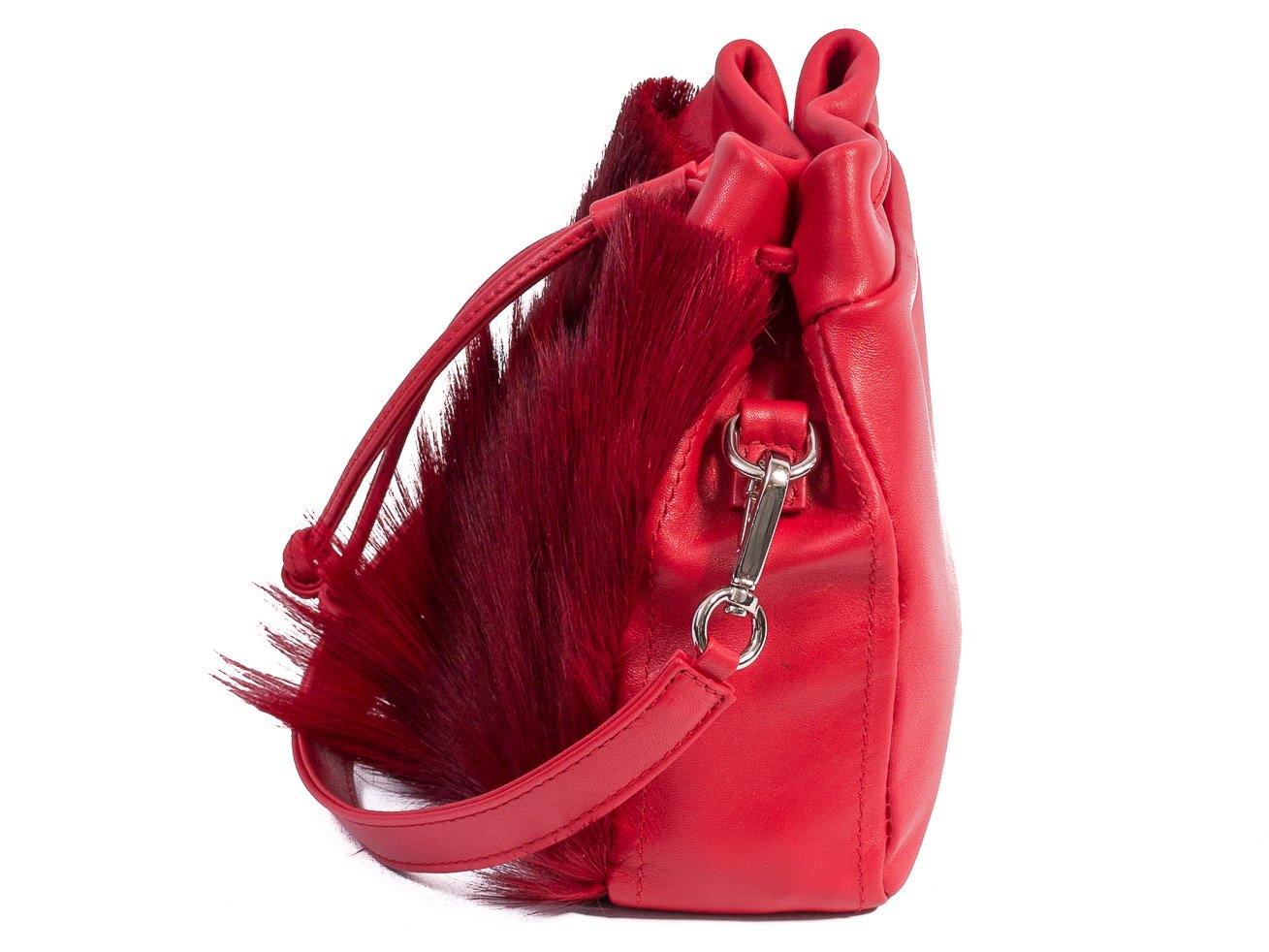 sherene melinda springbok hair-on-hide red leather pouch bag Fan side