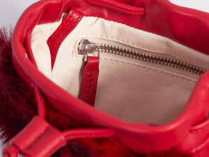 sherene melinda springbok hair-on-hide red leather pouch bag inside