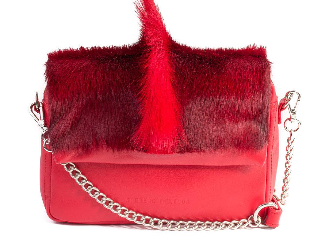 Red Shoulder Bag with a fan - SHERENE MELINDA