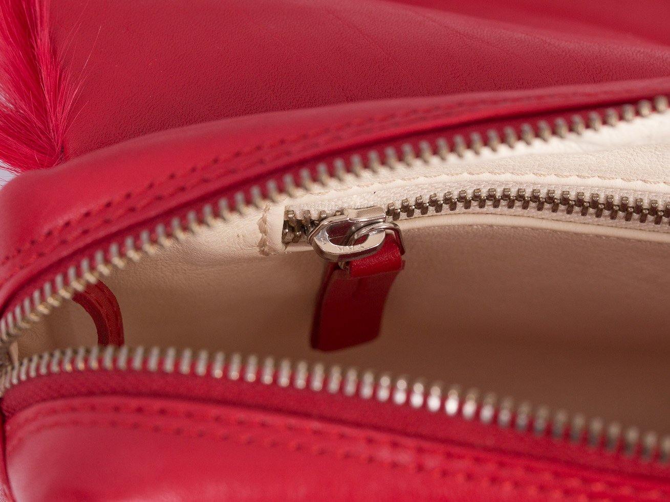 sherene melinda springbok hair-on-hide red leather shoulder bag Stripe inside