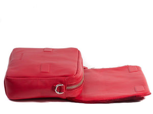 sherene melinda springbok hair-on-hide red leather shoulder bag Stripe open