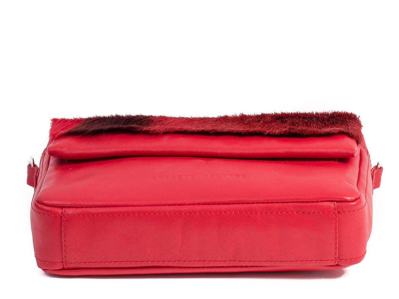 sherene melinda springbok hair-on-hide red leather shoulder bag Stripe bottom