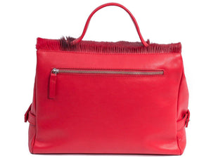 sherene melinda springbok hair-on-hide red leather smith tote bag Stripe back
