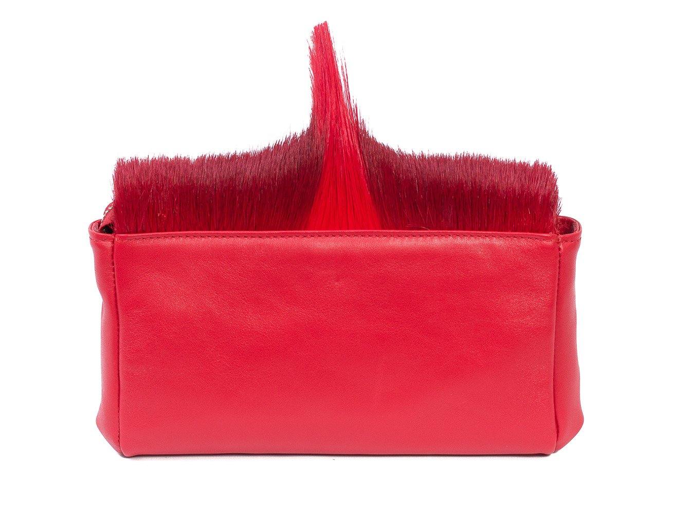 sherene melinda springbok hair-on-hide red leather Sophy SS18 Clutch Bag Fan back