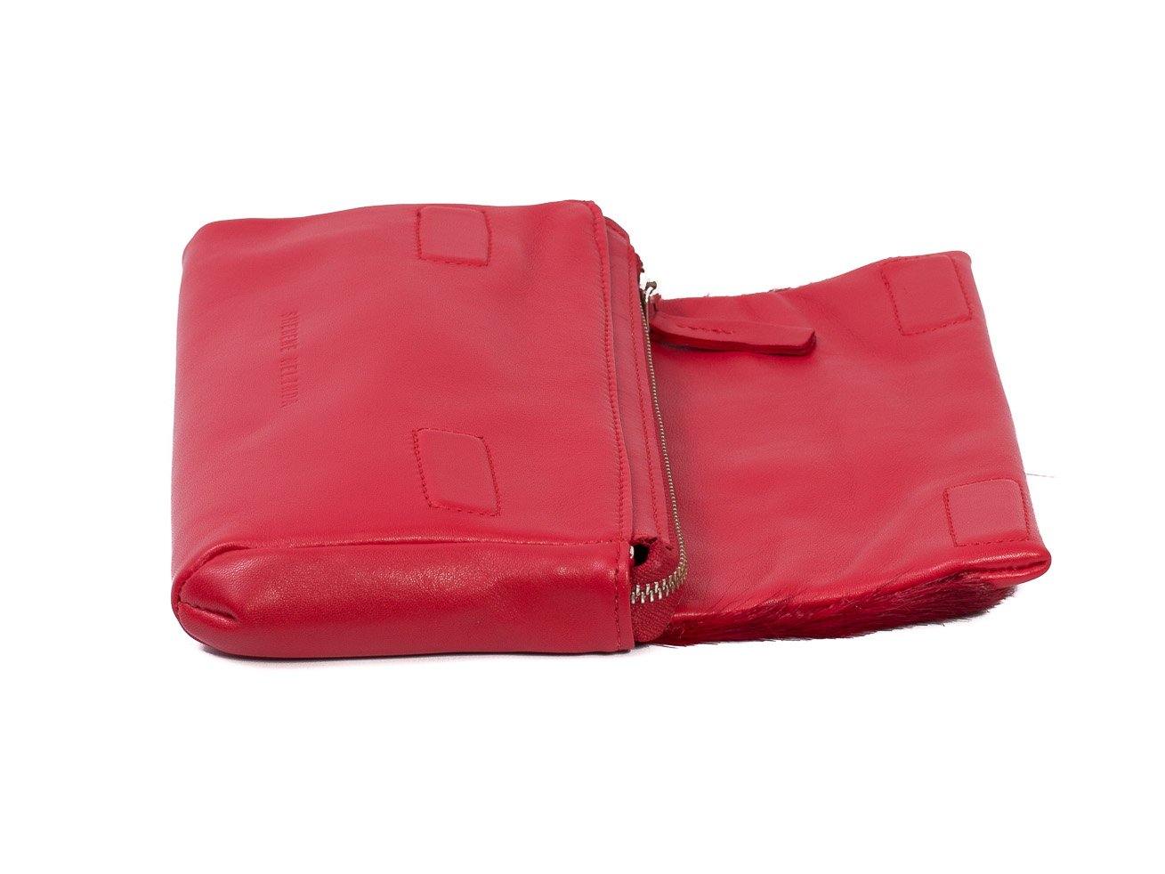 sherene melinda springbok hair-on-hide red leather Sophy SS18 Clutch Bag open