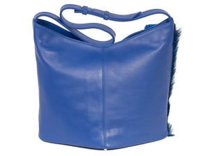 Hobo Springbok Handbag in Royal Blue with a Fan by Sherene Melinda Fan Back