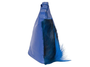 Hobo Springbok Handbag in Royal Blue with a Fan by Sherene Melinda Fan Side