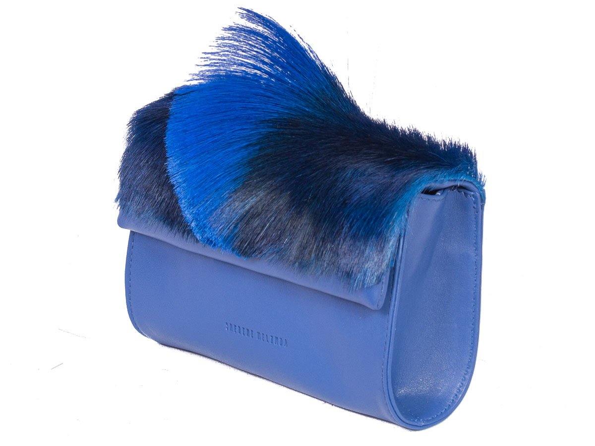 Mini Springbok Handbag in Royal Blue with a Fan by Sherene Melinda Side Angle
