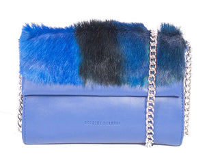 Mini Springbok Handbag in Royal Blue with a Stripe by Sherene Melinda Front Strap