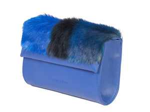Mini Springbok Handbag in Royal Blue with a Stripe by Sherene Melinda Side Angle