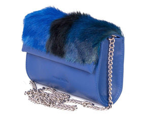 Mini Springbok Handbag in Royal Blue with a Stripe by Sherene Melinda Side Angle Strap