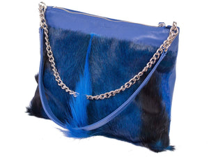 Multiway Springbok Handbag in Royal Blue with a Fan by Sherene Melinda Side Angle Strap