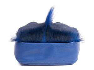 sherene melinda springbok hair-on-hide royal blue leather pouch bag Fan bottom