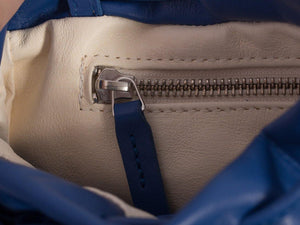 sherene melinda springbok hair-on-hide royal blue leather pouch bag inside