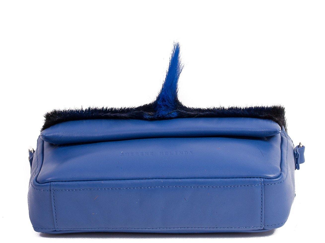 sherene melinda springbok hair-on-hide royal blue leather shoulder bag Fan bottom