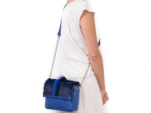 sherene melinda springbok hair-on-hide royal blue leather shoulder bag fan context