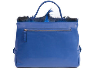 sherene melinda springbok hair-on-hide royal blue leather smith tote bag Fan back
