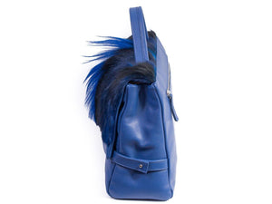 sherene melinda springbok hair-on-hide royal blue leather smith tote bag Fan side
