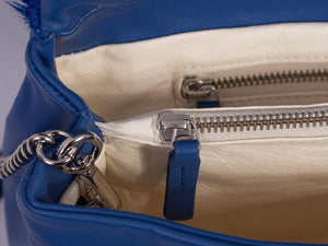 sherene melinda springbok hair-on-hide royal blue leather smith tote bag Fan inside