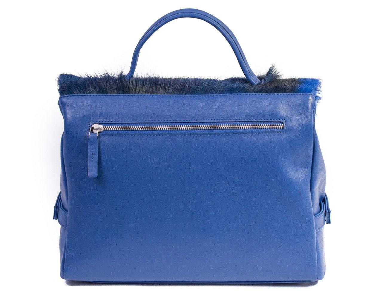 sherene melinda springbok hair-on-hide royal blue leather smith tote bag Stripe back