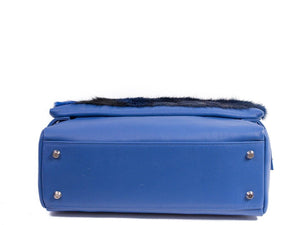 sherene melinda springbok hair-on-hide royal blue leather smith tote bag Stripe bottom