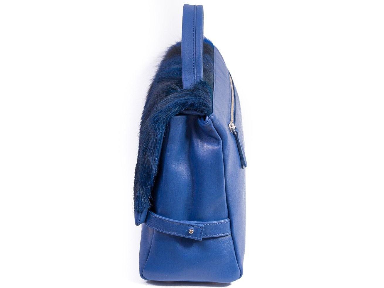 sherene melinda springbok hair-on-hide royal blue leather smith tote bag Stripe side