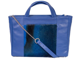 Tote Springbok Handbag in Royal Blue with a Stripe by Sherene Melinda Front Strap