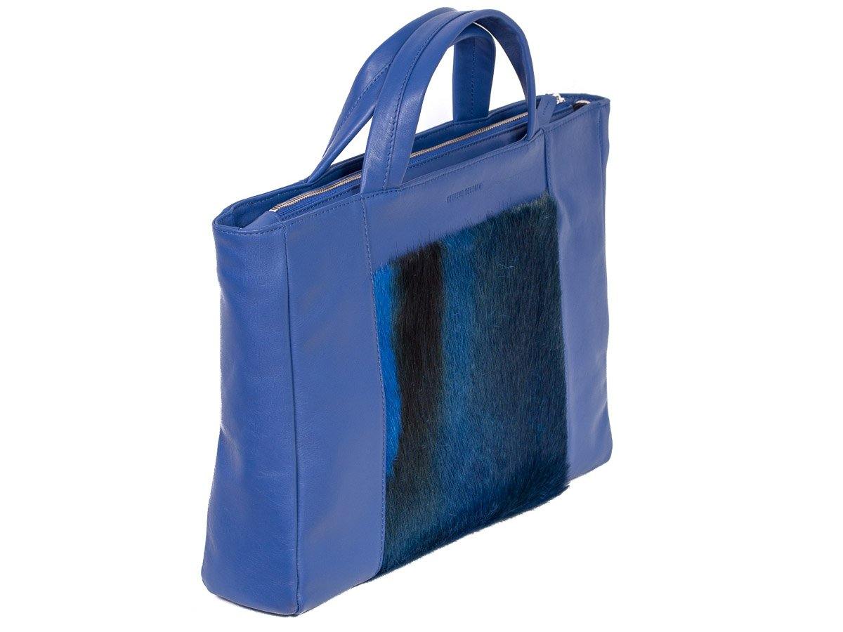 Tote Springbok Handbag in Royal Blue with a Stripe by Sherene Melinda Side Angle Front