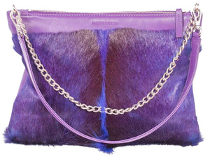 Multiway Springbok Handbag in Violet with a Fan by Sherene Melinda Front Strap