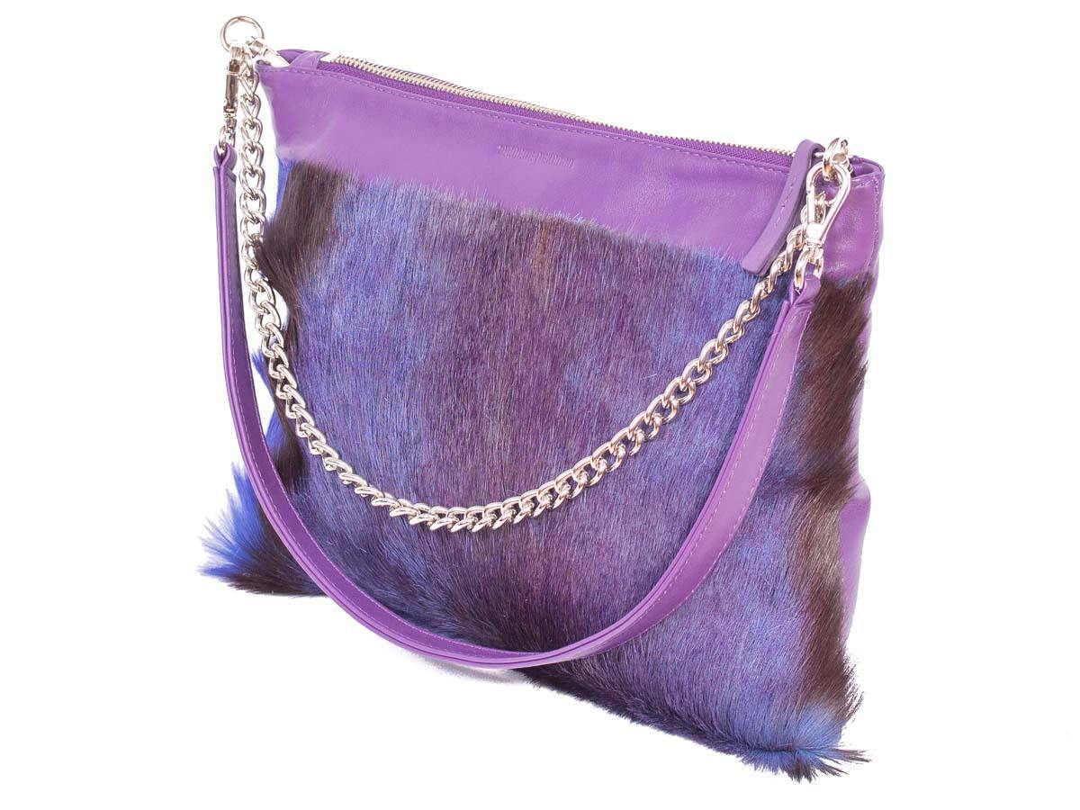 Multiway Springbok Handbag in Violet with a Stripe by Sherene Melinda Side Angle Strap