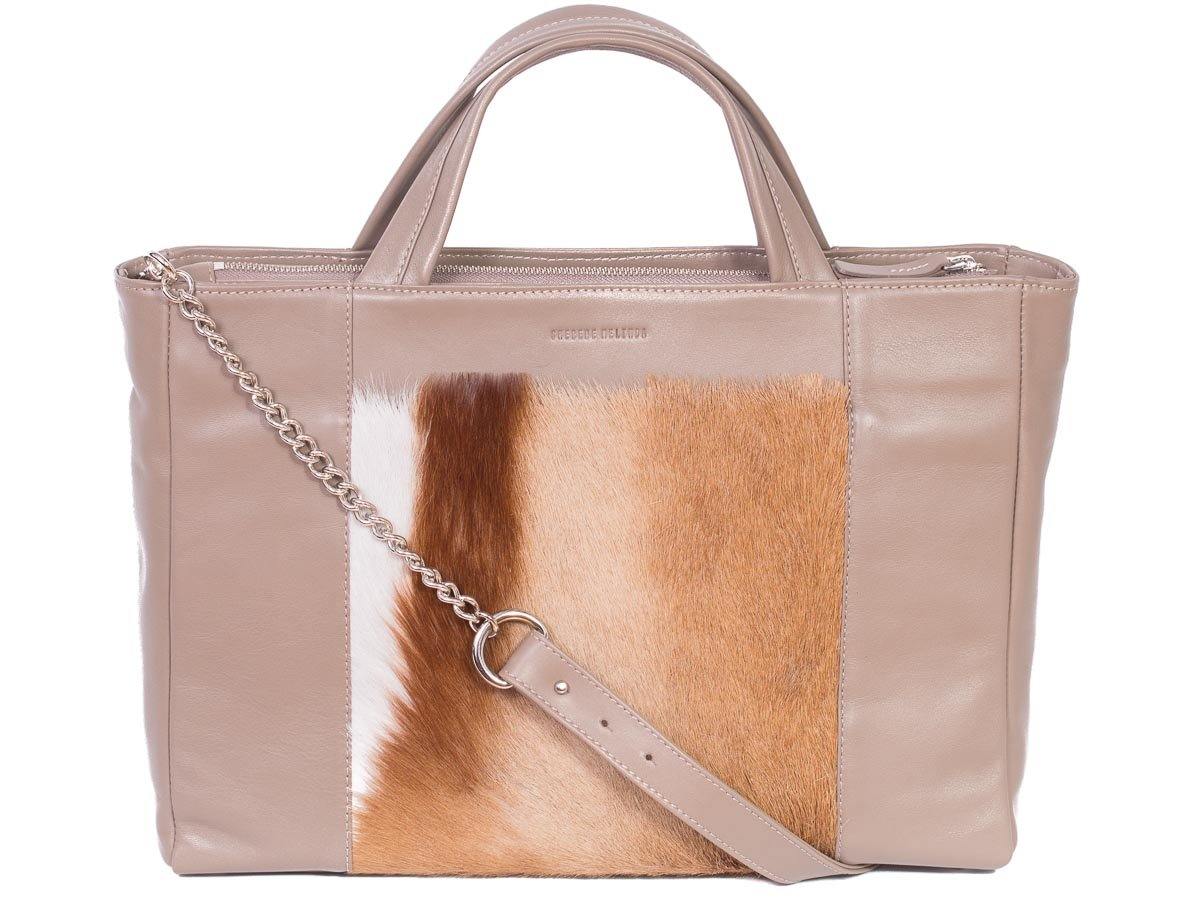Tote Springbok Handbag in Winter with a Stripe by Sherene Melinda Front Strap