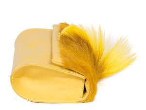 Mini Springbok Handbag in Yellow with a Fan by Sherene Melinda Side