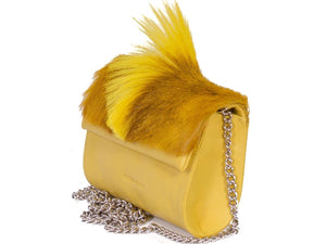Mini Springbok Handbag in Yellow with a Fan by Sherene Melinda Side Angle Strap
