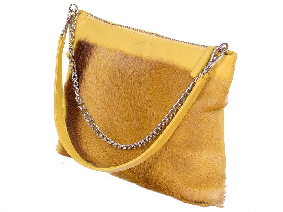 Multiway Springbok Handbag in Yellow with a Stripe by Sherene Melinda Side Angle Strap