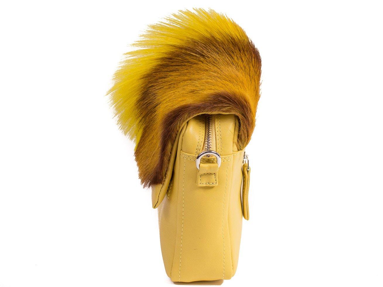 sherene melinda springbok hair-on-hide yellow leather shoulder bag Fan side